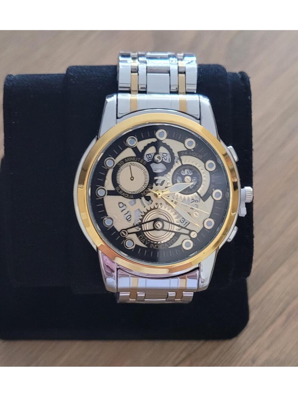 Men's Silver and Gold Tone Wrist Watch